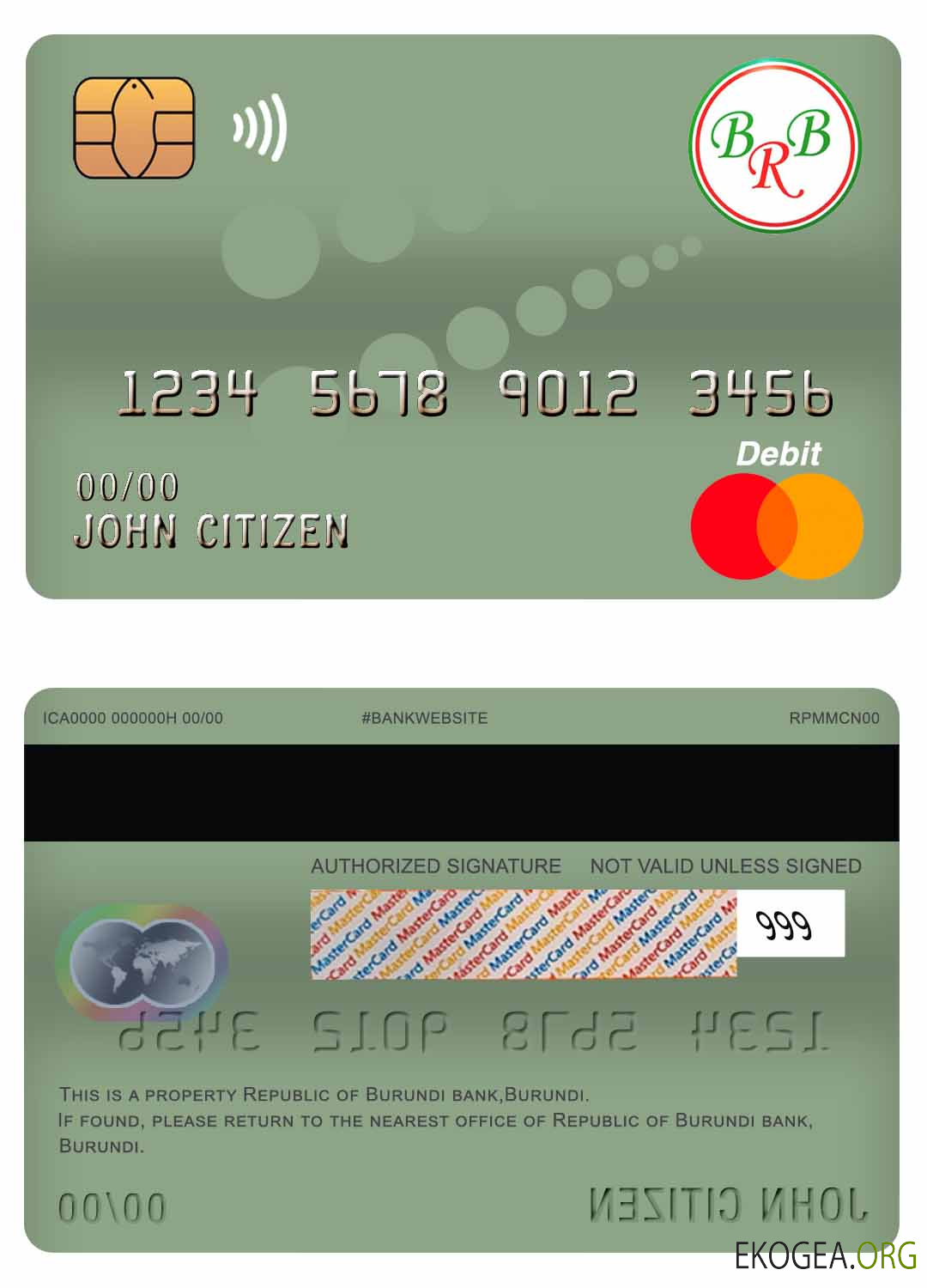 Burundi Banque de la République du Burundi carte de débit principale